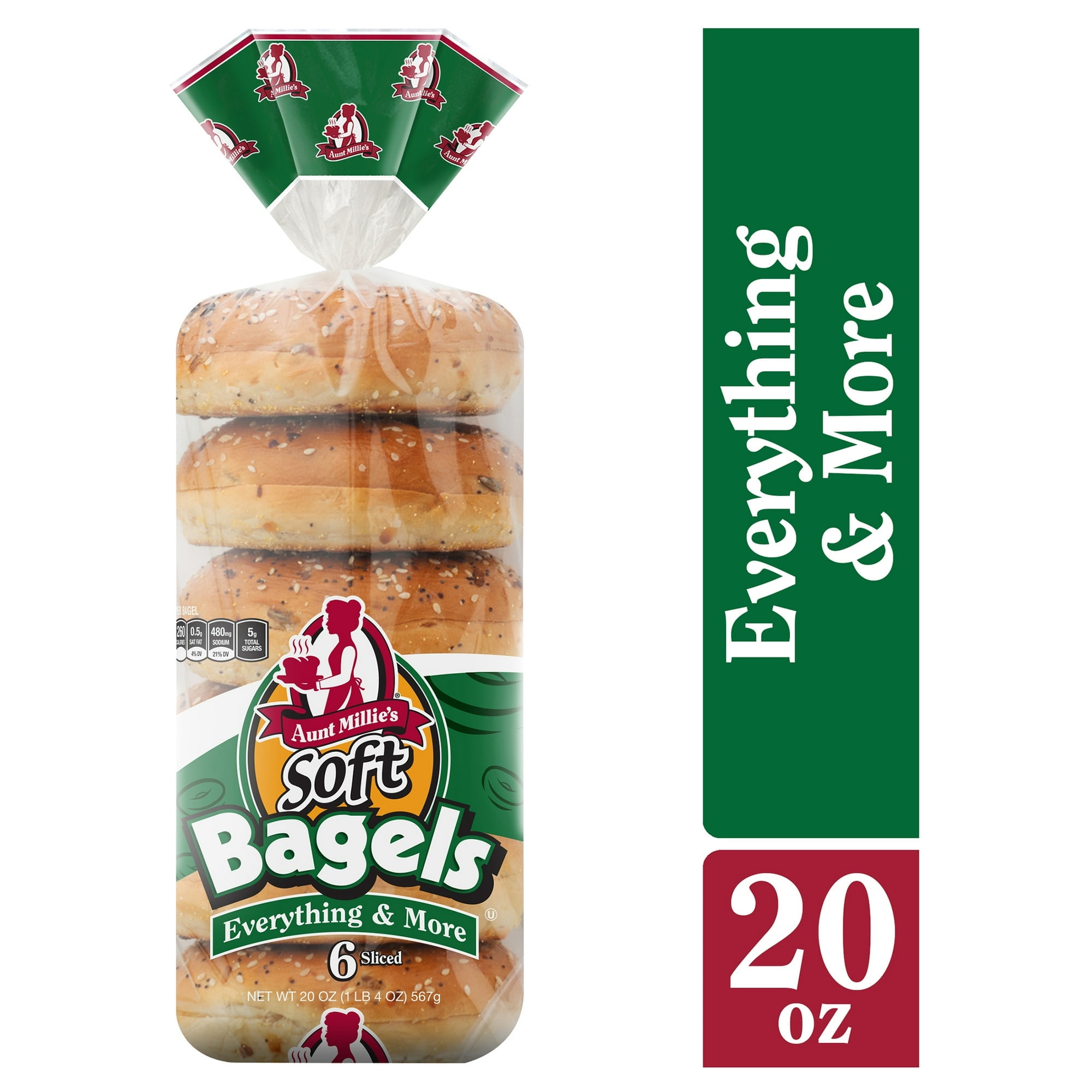 Aunt Millie's Bagels, Everything & More, 20 oz, 6 Count...