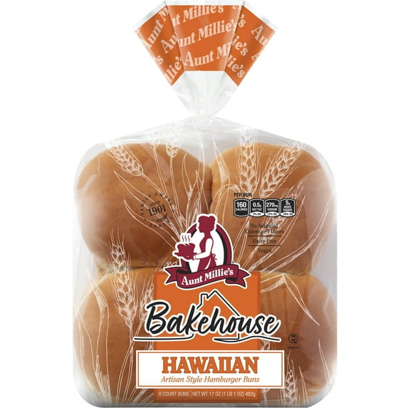 Aunt Millie's Bakehouse Artisan Style Hawaiian Hamburger Bun, 8 ct