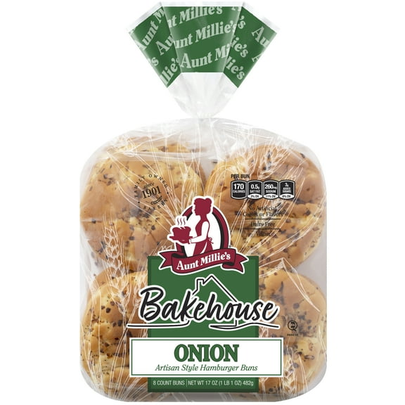Aunt Millie's Bakehouse Artisan Style Onion Hamburger Bun, 8 ct