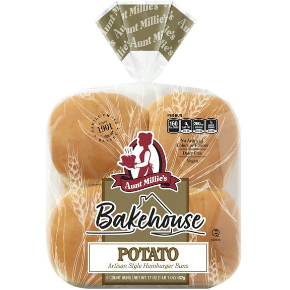 Aunt Millie's Bakehouse Artisan Style Potato Hamburger Bun, 8 ct