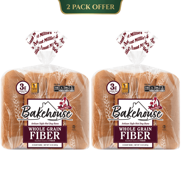 Aunt Millie's Bakehouse Artisan Style Whole Grain Fiber Hot Dog Buns, 8 Count