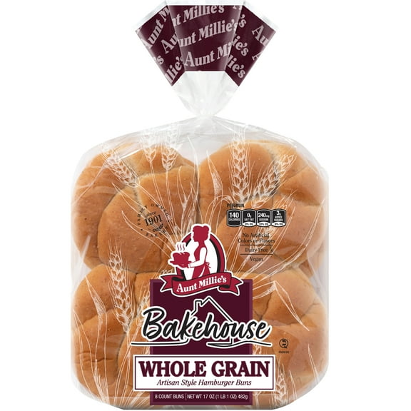 Aunt Millie's Bakehouse Artisan Style Whole Grain Hamburger Bun, 8 ct