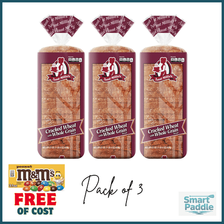 Aunt Millie's Cracked Wheat with Whole Grain Bread, 22 oz pack of 3 and get 1 Free M&M's