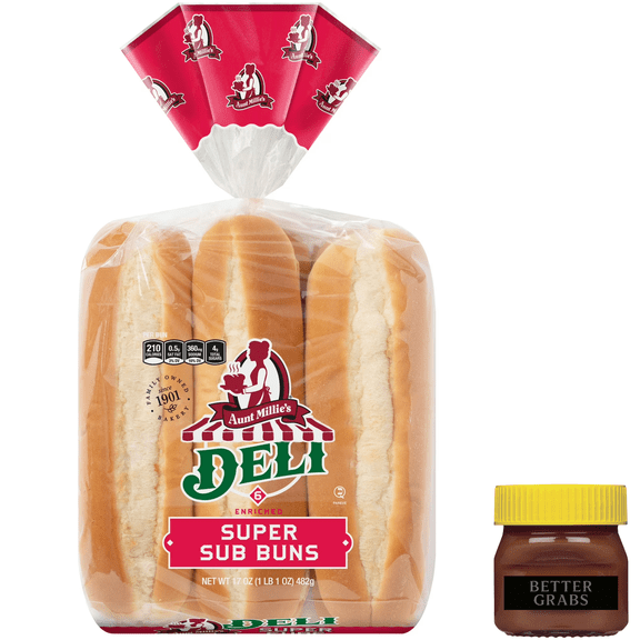 Aunt Millie's Deli Super Sub Buns, 6 count, 17 oz