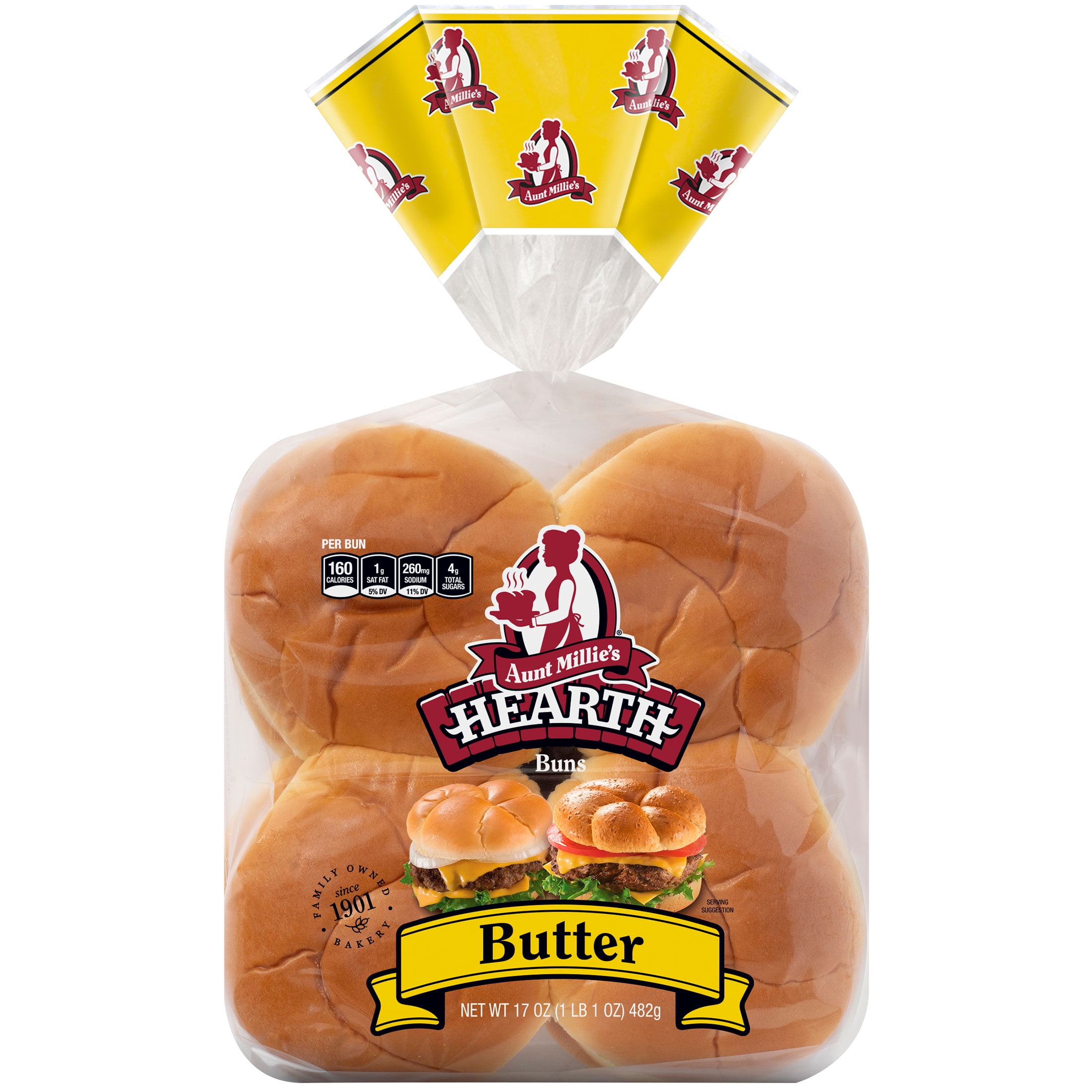 Aunt Millie's Hearth Butter Hamburger Buns, 8 Ct., 17 oz