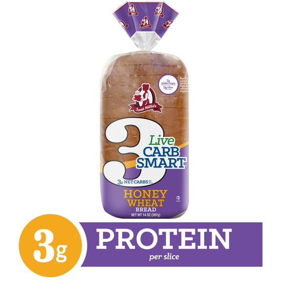 Aunt Millie's Live Carb Smart Honey Wheat Bread, 14 oz
