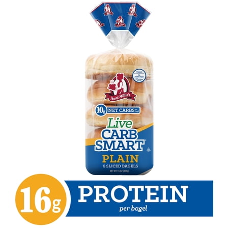 Aunt Millie's Live Carb Smart Plain Bagel, 5 Ct., 15 oz (1 Pack )