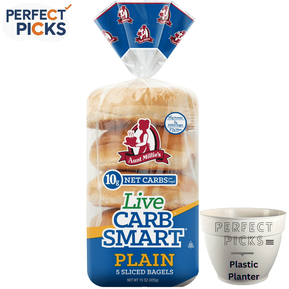 Aunt Millie's Live Carb Smart Plain Bagel, 5 Ct., 15 oz