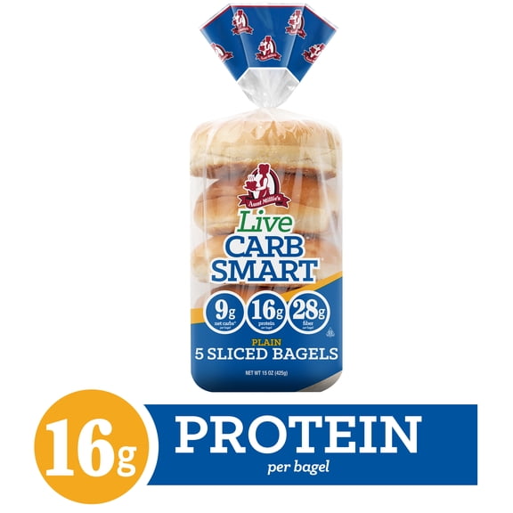 Aunt Millie's Live Carb Smart Plain Bagel, 5 Ct., 15 oz