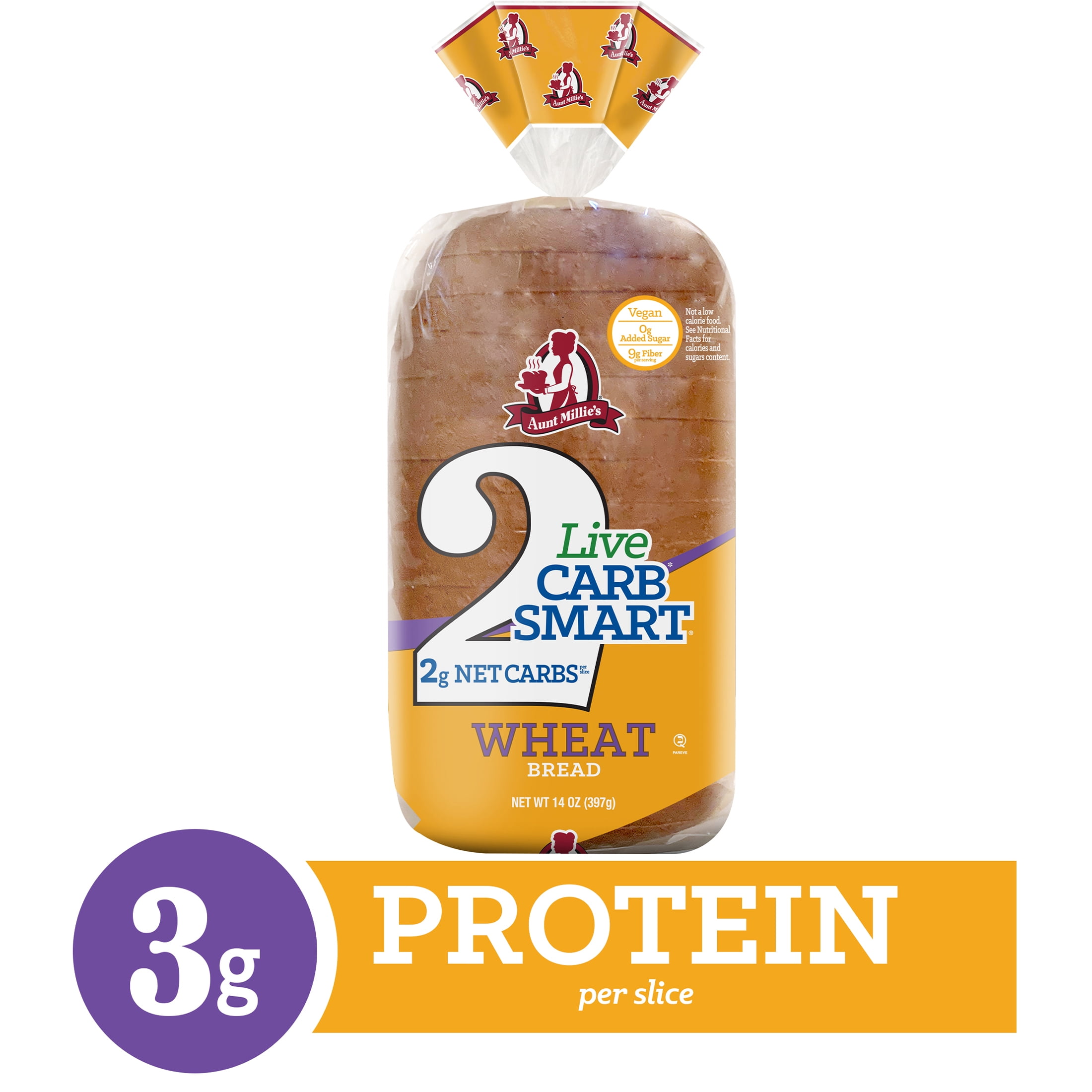 Aunt Millie's Live Carb Smart Wheat Bread Loaf, 14 oz, 14 ct
