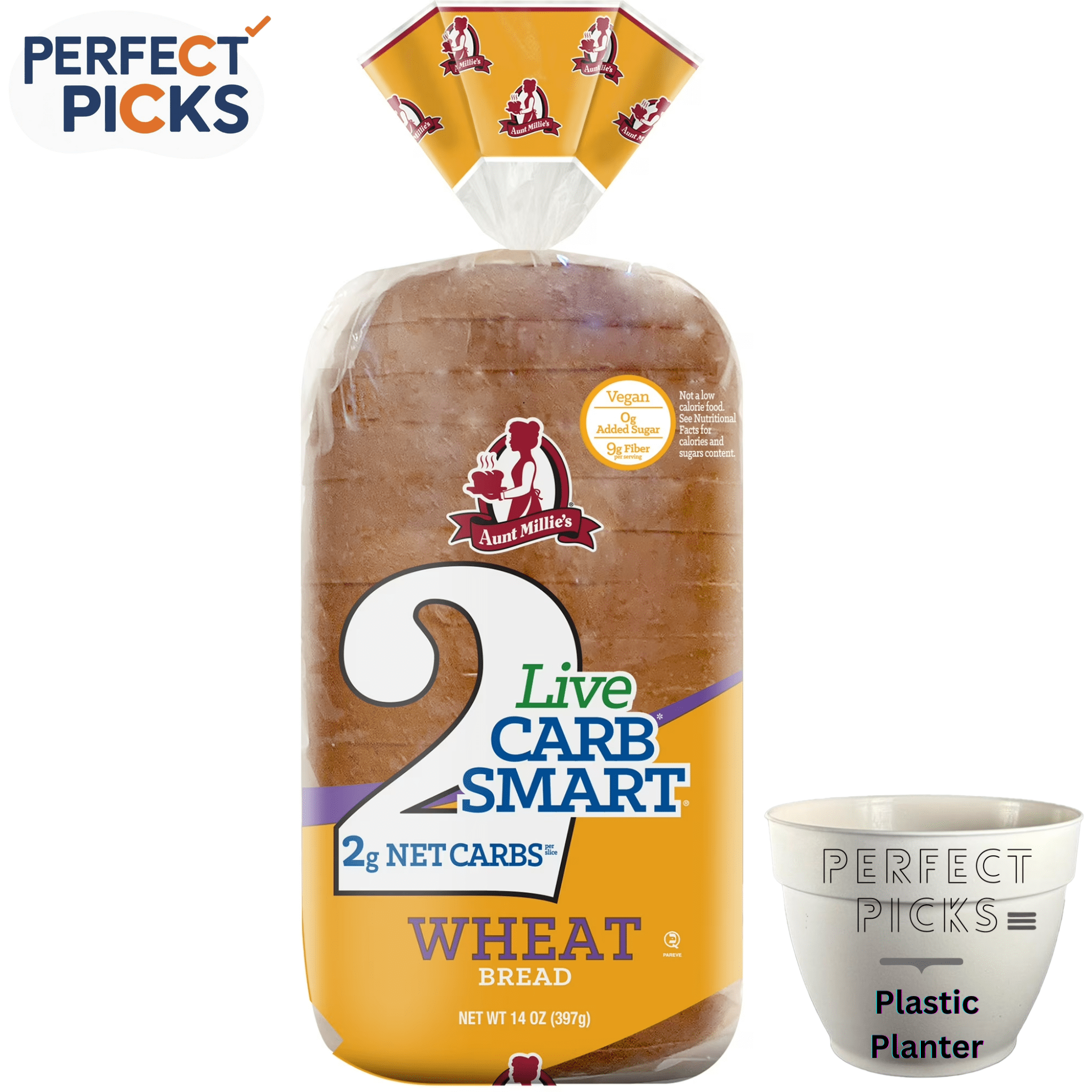 Aunt Millie's Live Carb Smart Wheat Bread Loaf, 14 oz, 14 ct
