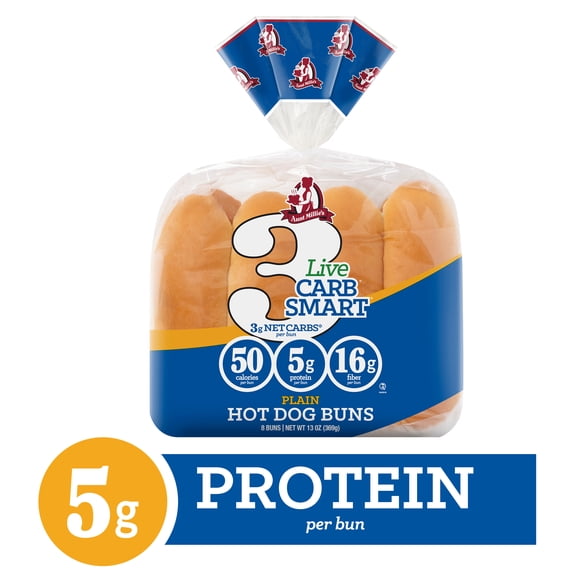 Aunt Millie's Live Carb Smart White Hot Dog Bun, 13oz, 8ct