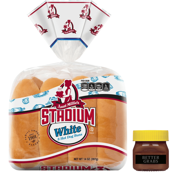 Aunt Millie's Stadium White Hot Dog Buns, 8 Ct., 14 oz