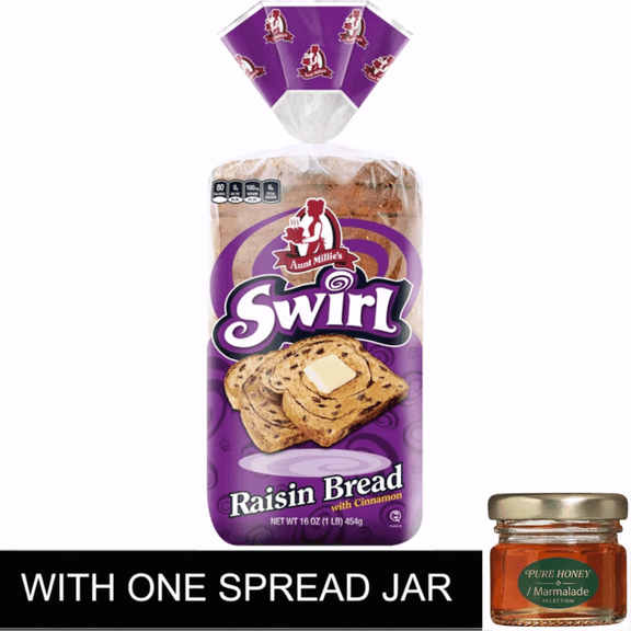 Aunt Millie's Swirl Raisin Bread with Cinnamon, 16 oz with one spread jar
