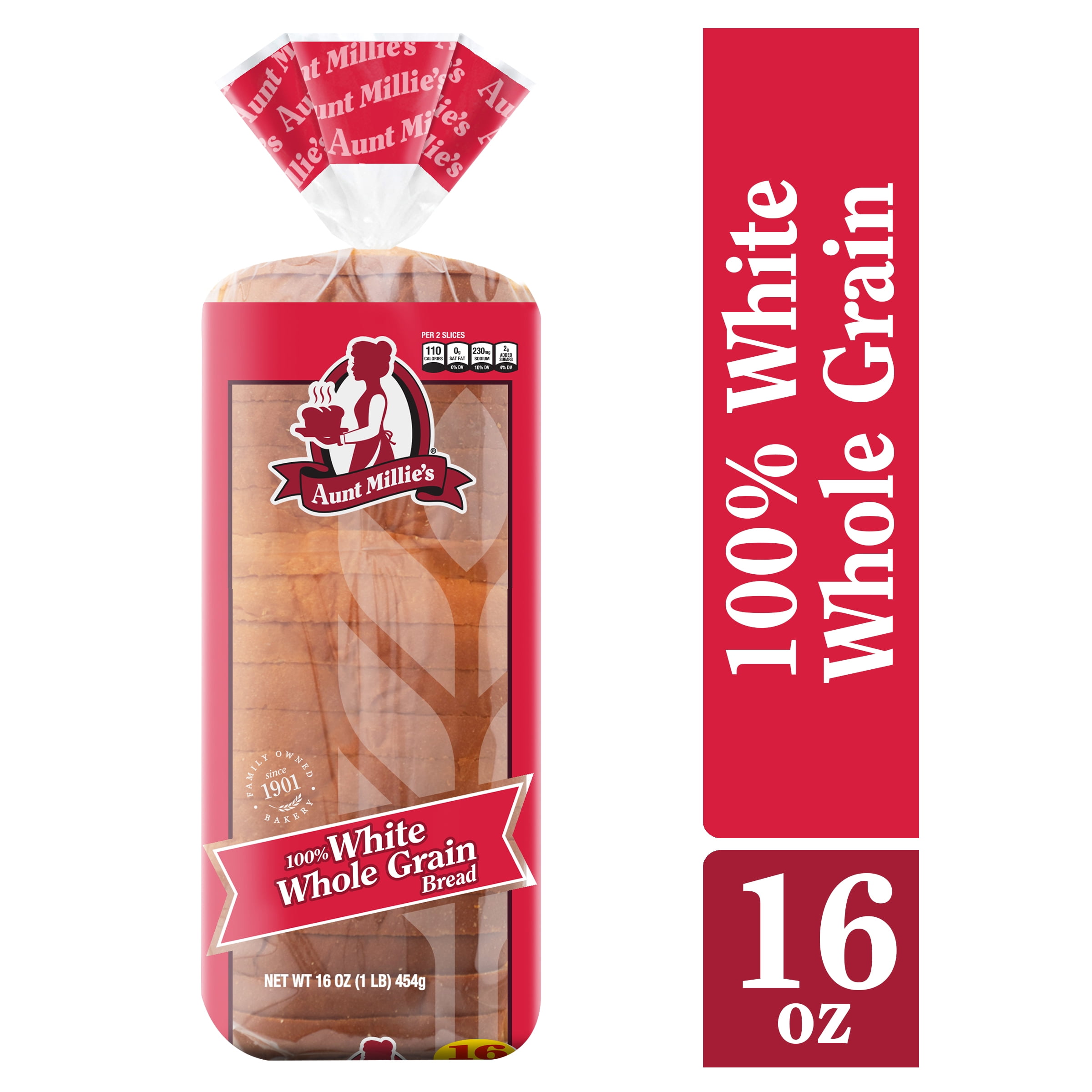 Aunt Millie's 100% Whole Grain White Bread, 16 oz.