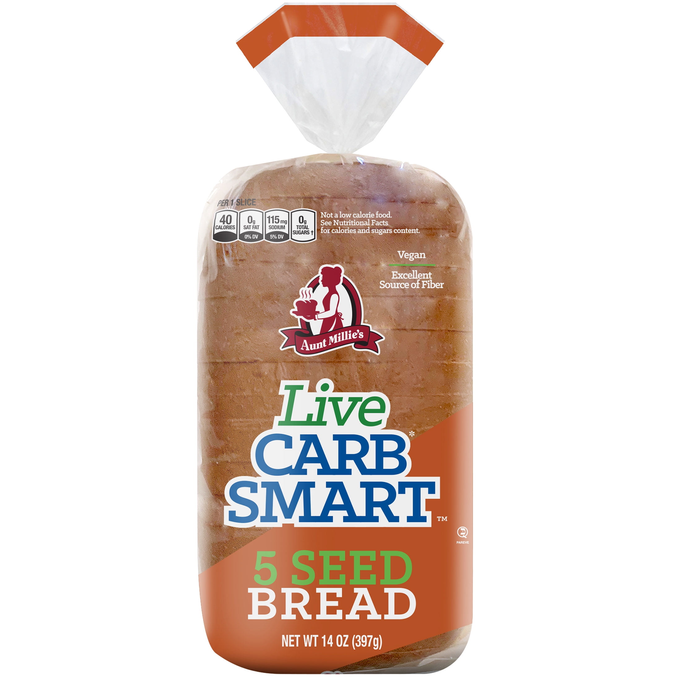 Aunt Millies Live Carb Smart 5 Seed Bread, 14 oz.