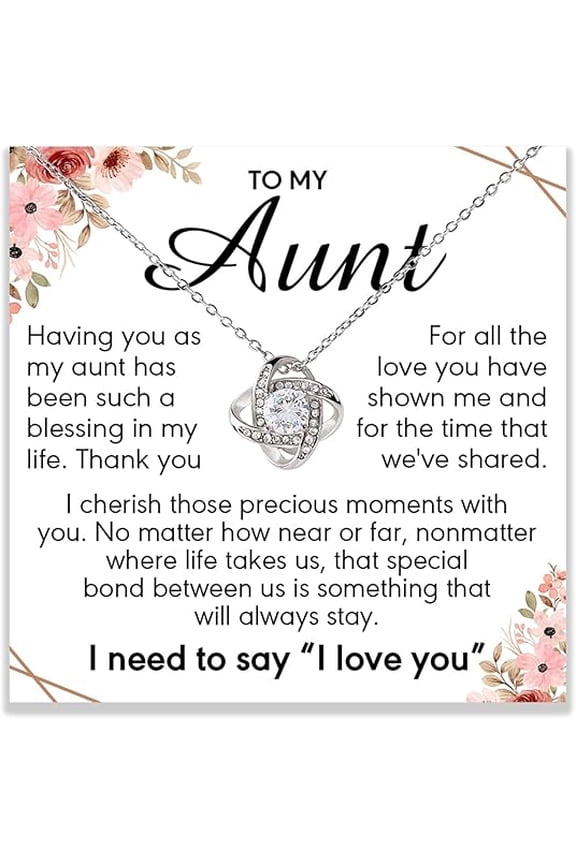 To My Aunt Necklace with Message Card and Gift Box, Gift for Her, Love Knot Necklace Gift for Aunty, Birthday Gift for Aunt from Niece, Necklace for Aunt from Niece on Wedding Day