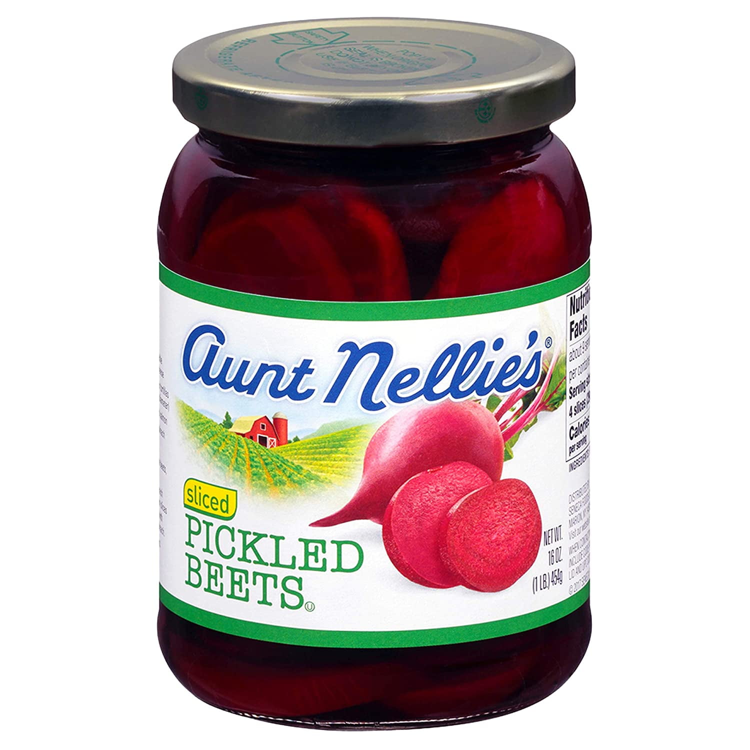 Aunt Nellies Sliced Pickled Beets | Tangy, Earthy, Sweet and Delicious | Deep Vibrant Ruby Red-Purple | Grown \u0026 Made in USA | Smoothies, Salads, Side Dishes | 16 oz. glass jars (Pack of 2)