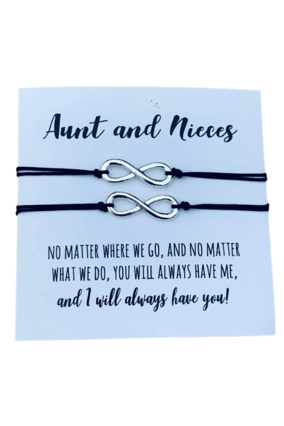 Aunt Niece Bracelets Set for 2, Infinity Matching Wish Bracelet Jewelry Gift for Women, Teens, and Girls