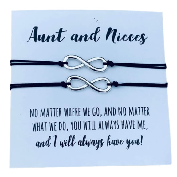 Aunt Niece Bracelets Set for 2, Infinity Matching Wish Bracelet Jewelry Gift for Women, Teens, and Girls