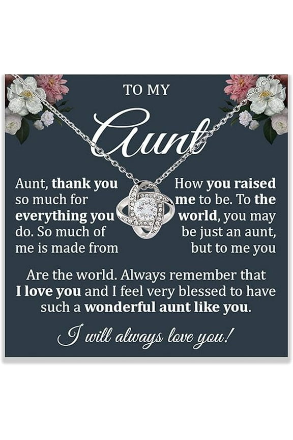 Aunt and Niece Gifts Ideas, Necklace for Women, To My Aunt Necklace on My Wedding Day with Message Card and Gift Box, Aunt and Niece Necklace Gift, Love Knot Necklace Gift for Niece and Aunt