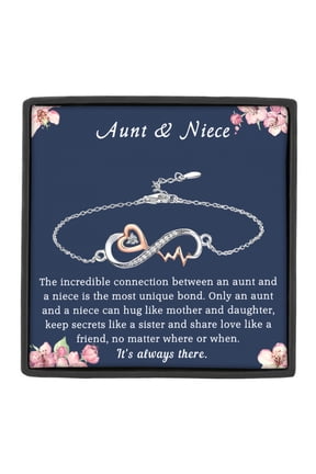 Aunt & Niece Infinity Heartbeat Bracelet with Sentimental Message Card and Gift Box, Gifts for Niece from Aunt, Birthday