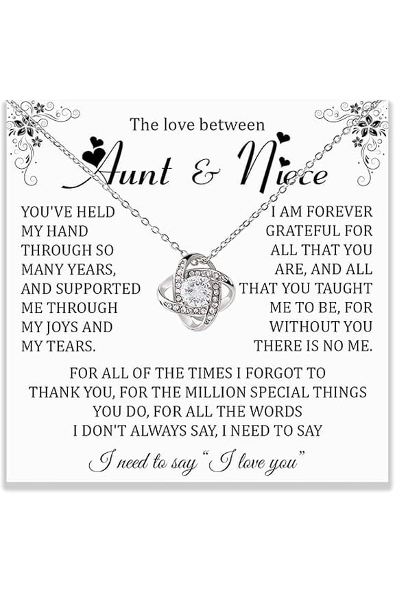 Aunt and Niece Necklace Gift, Love Knot Necklace Gift for Niece and Aunt , Necklace To My Aunt on My Wedding Day with Message Card and Gift Box, Aunt and Niece Gifts Ideas, Necklace for Women