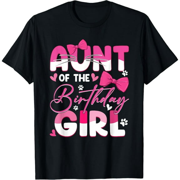Aunt Of The Birthday Cat Kitty Family Matching T-Shirt tee