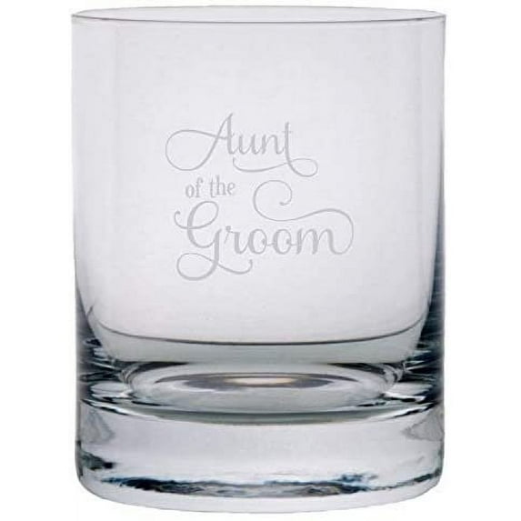 Aunt Of The Groom Samantha Font Wedding Party Themed Etched 11oz Crystal Rocks Whisky Glass