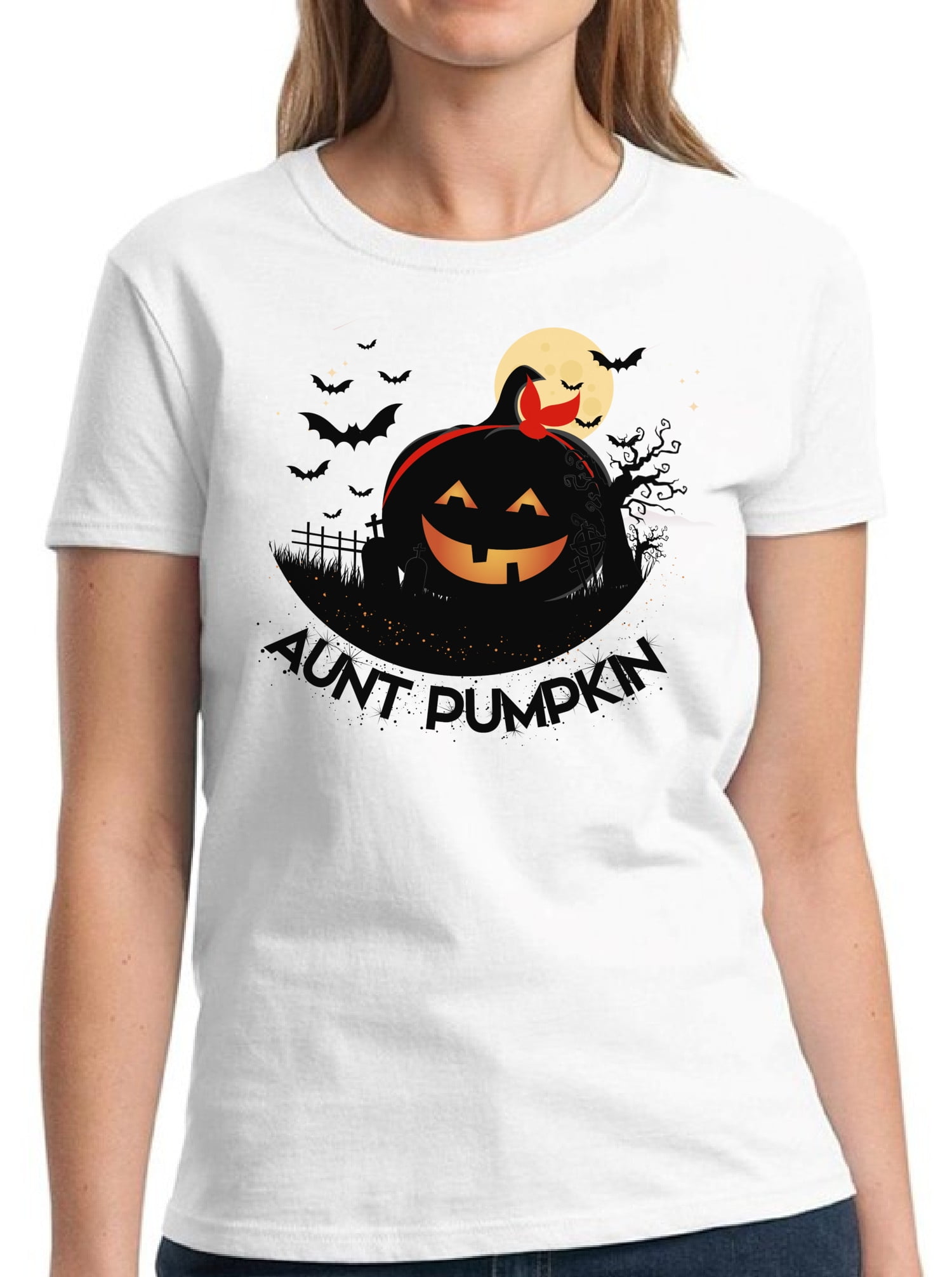 Aunt Pumpkin Halloween T Shirt for Women S L XL 2XL 3XL Graphic Tee Happy Halloween Outfit Gift Funny Holiday Tee T-Shirt Ladies - Walmart.com
