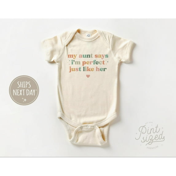 My Aunt Says I'M Perfect Just Like Her, Auntie'S Bestie Baby Onesie, Boho Aunties Favorite Bodysuit, Cute Rainbow Onesie Cute Baby Onesie, BABY BODYSUIT LAT 4424