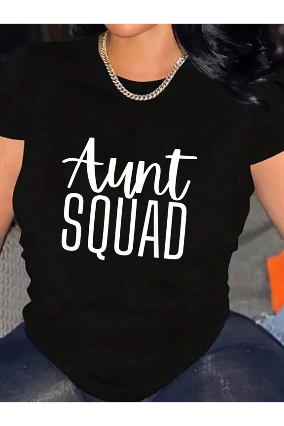 Aunt Squad Women Aunt Christmas Mother Day Birthday Nephew T-Shirt Graphic Tee summer Tops For Women Round Neck Fashion Cotton shirts
