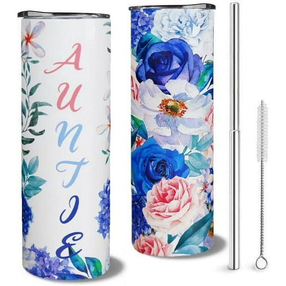 Aunt Tumbler - Auntie Cups Auntie Gifts from Niece - 20 Oz Insulated Auntie Coffee Cup, Mug, Water Bottle, Drinking Glasses - Mothers Day Gift for Aunt Birthday Christmas Gifts for auntie