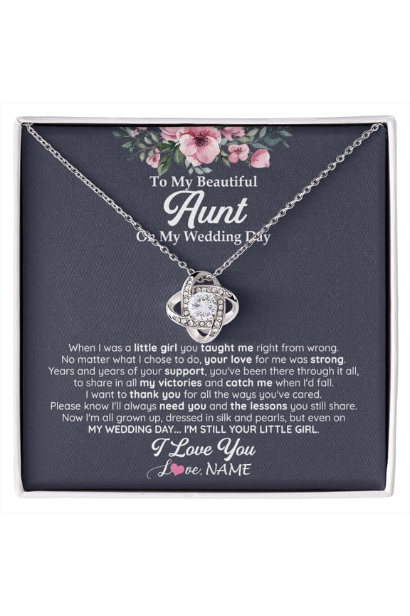 Aunt Wedding Day Necklace, Gold Love Knot Necklace