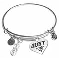 thumbnail image 1 of Aunt - Women's Stainless Steel Message Charm Expandable Wire Bangle Bracelet, Very Popular and Stylish, Arrives in a Gift Box, 1 of 3