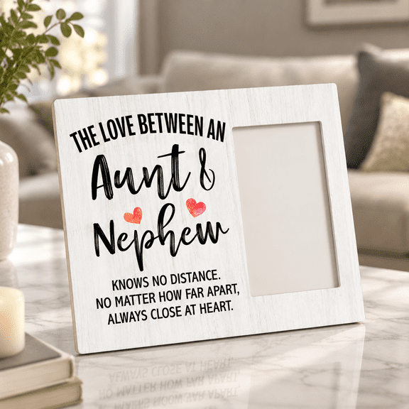Aunt Wooden Picture Frame, Holds 4x6 Inch Photo, Rustic MDF Display for Home Office