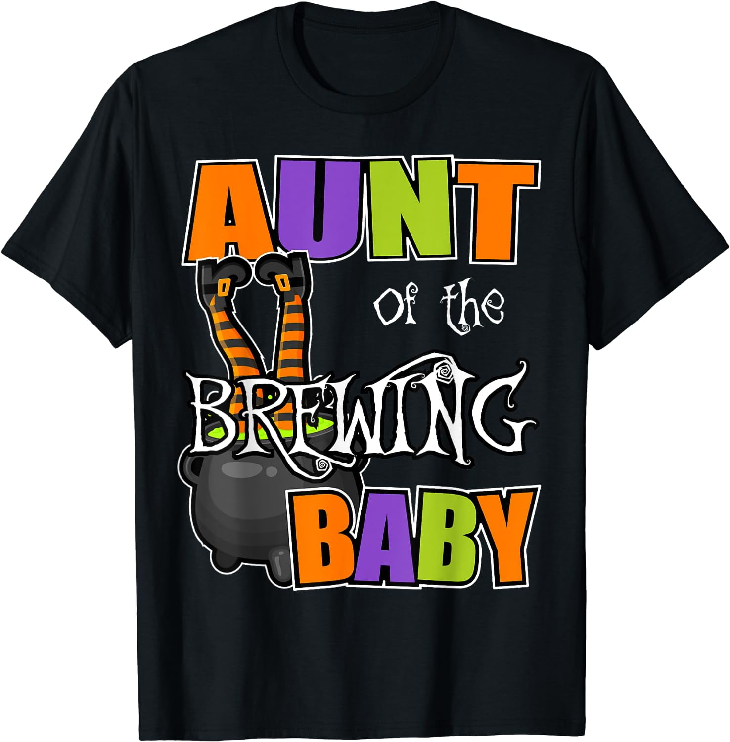 Aunt of Brewing Baby Halloween Theme Baby Shower Spooky T-Shirt