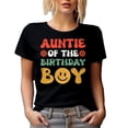 thumbnail image 1 of Aunt of the Birthday Boy, Groovy Text, B-day of Nephew, Black T-Shirt, Small, 1 of 5