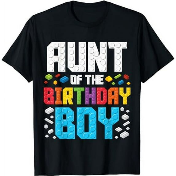 Aunt of the Birthday Boy Master Builder Building Blocks T-Shirt