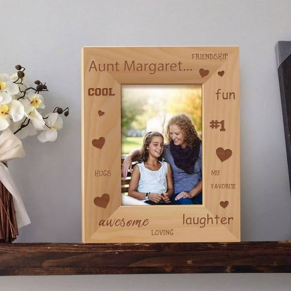 Aunt's Friendship Personalized Wooden Picture Frame 3 1/2" x 5" Brown (Vertical)