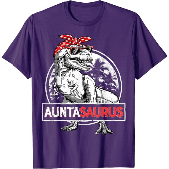 Auntasaurus T rex Dinosaur Auntie Saurus Family Matching Unisex T-Shirt for Men Women,Purple Color,Size 3XL