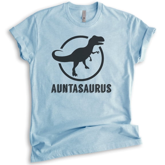 Auntasaurus T-shirt, Unisex Women's Shirt, Aunt Shirt, Funny Shirt, Cute Aunt Gift, Gift For Auntie, Heather Light Blue, X-Large