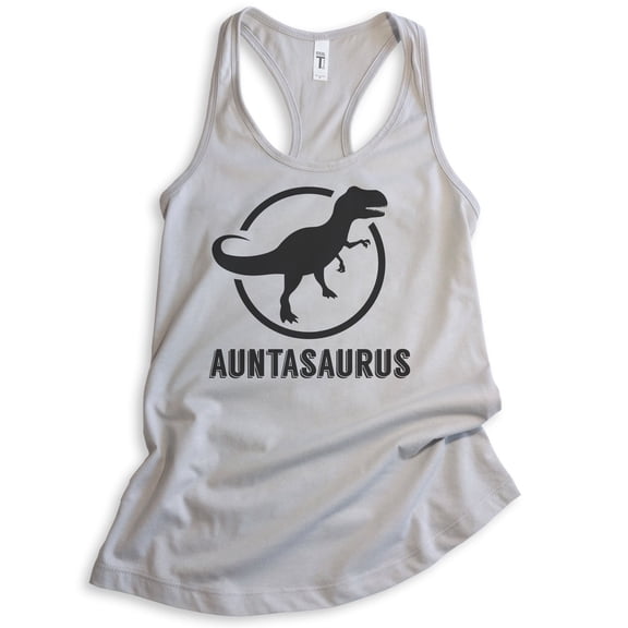 Auntasaurus Tank Top, Ladies Racerback Tank Top, Aunt Tank, Funny Tank, Cute Aunt Gift, Gift For Auntie, Silver Gray, Medium