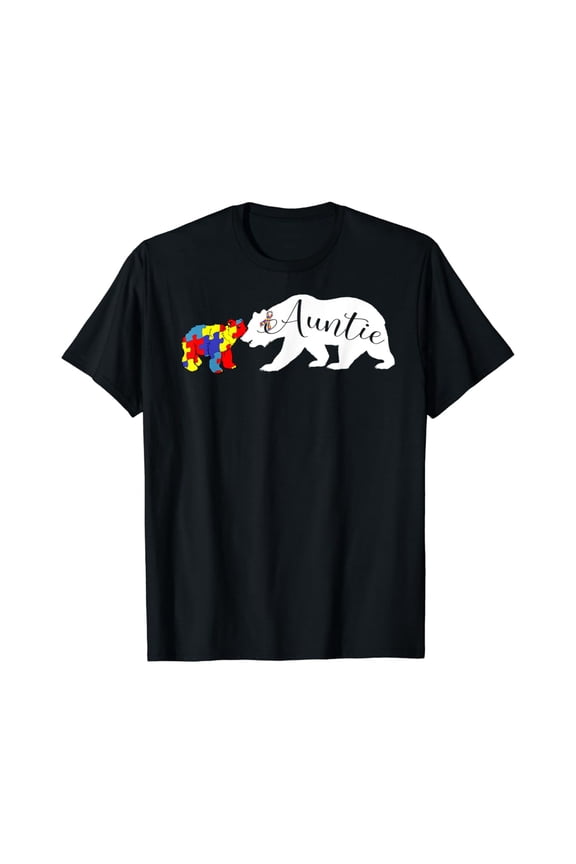 Auntie Bear Autism Awareness T-Shirt Aunt WoGift T-Shirt Gift for Men Women Unisex Tee