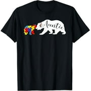 Auntie Bear Autism Awareness T-Shirt Aunt Women Gift T-Shirt