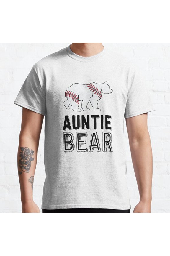 Auntie Bear Baseball Aunt Shirts For Women Softball Game Classic T-shirt