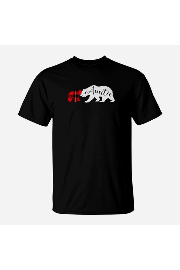 Auntie Bear Red Plaid Cub Aunt Christmas Gift TShirt