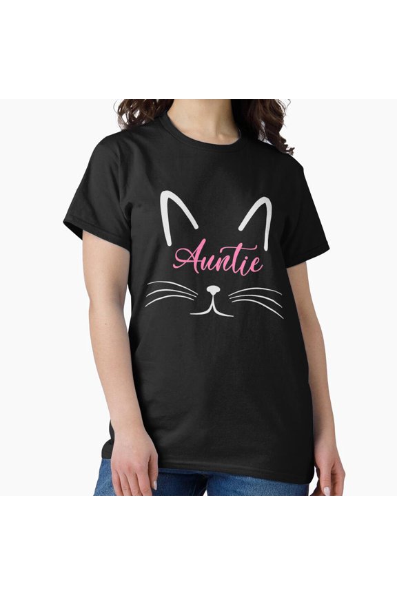 Auntie Cat Cute Kitty Graphic Fun Animal Lover Family Gift Unisex T-Shirt, up to size 5XL