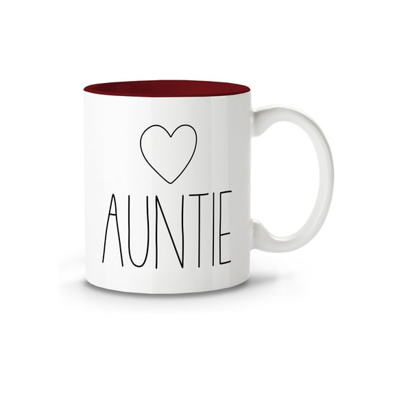 Auntie Christmas Gifts - Happy Holidays Xmas Coffee Mug - Tea Cup Gifts Aunt Birthday 11oz - Maroon Interior