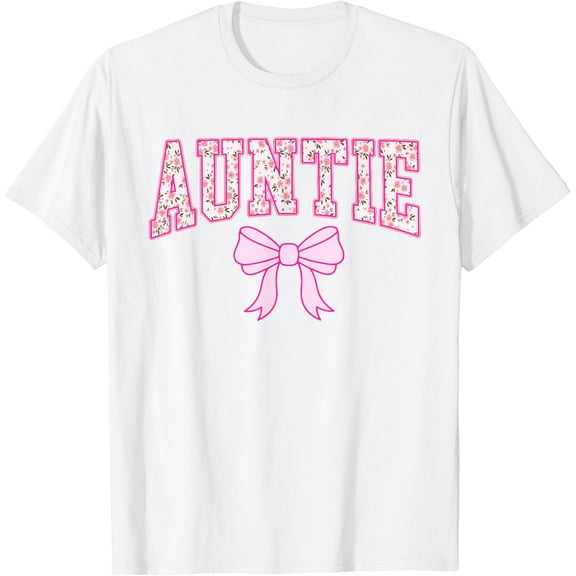 Auntie Coquette Bow Retro Pink Aesthetic Mother's Day Aunt T-Shirt